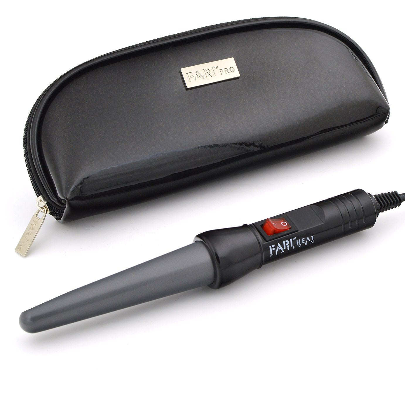 FARI Travel Mini Hair Curling Iron Wand with Ceramic Tourmaline Coating Dual Voltage Fast Heating Barrel Creates Salon Grade Wavy in Minutes Heat Resistant Glove and Travel Pouch Included Black