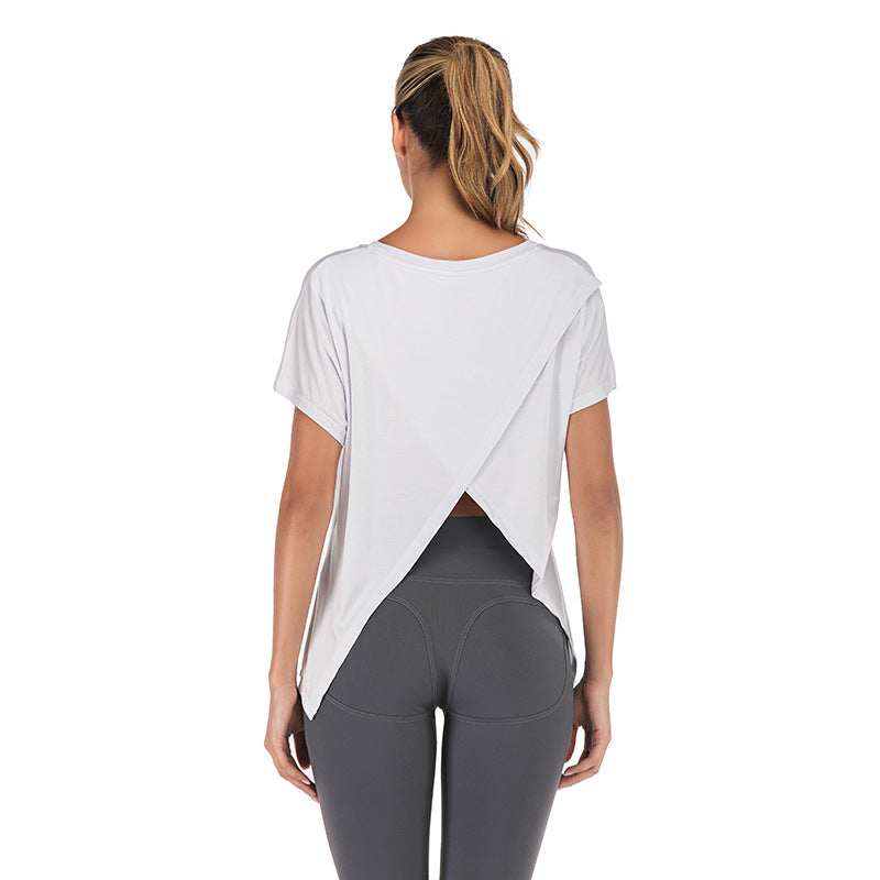V-Neck Open Back Sports T-Shirt
