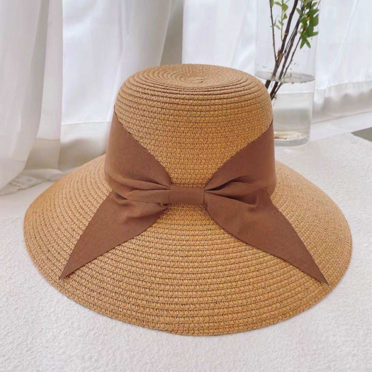 Foldable Women's Straw Hat for Beach Sunshade