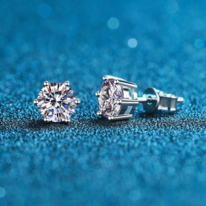 S925 Silver Stud Classic Six-claw Stud Earrings