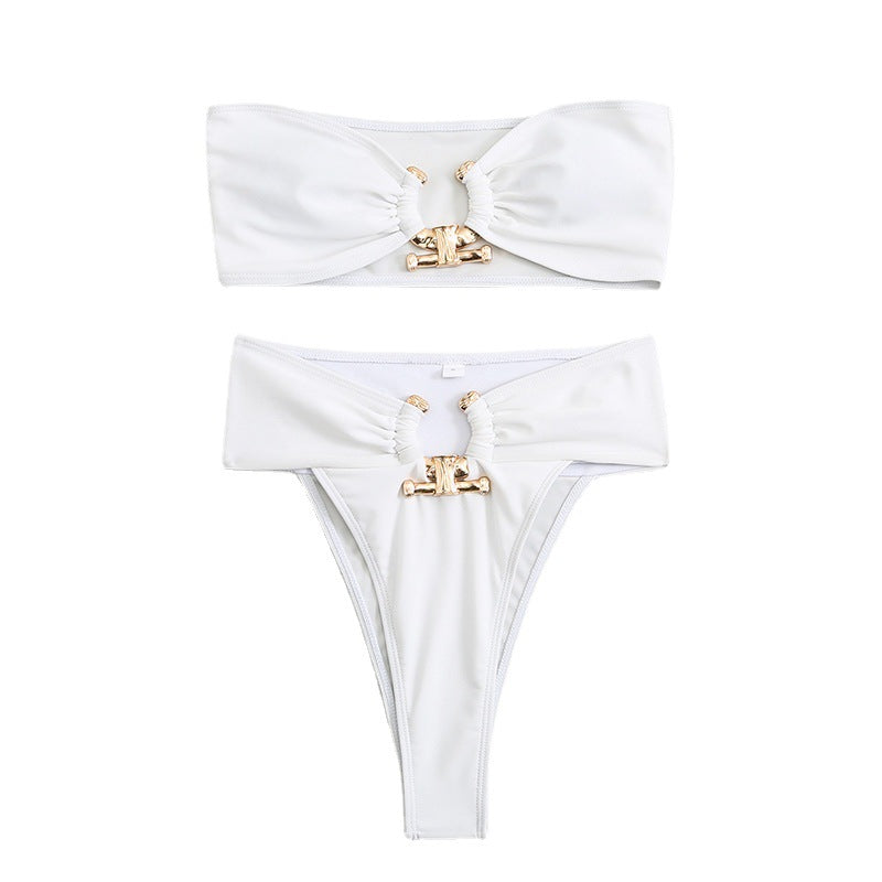 High Waist Tube Top Bikini Set