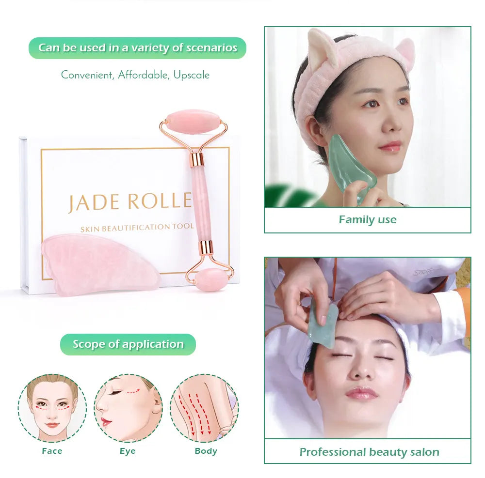 Jade Roller & Scraping Board Massage Set